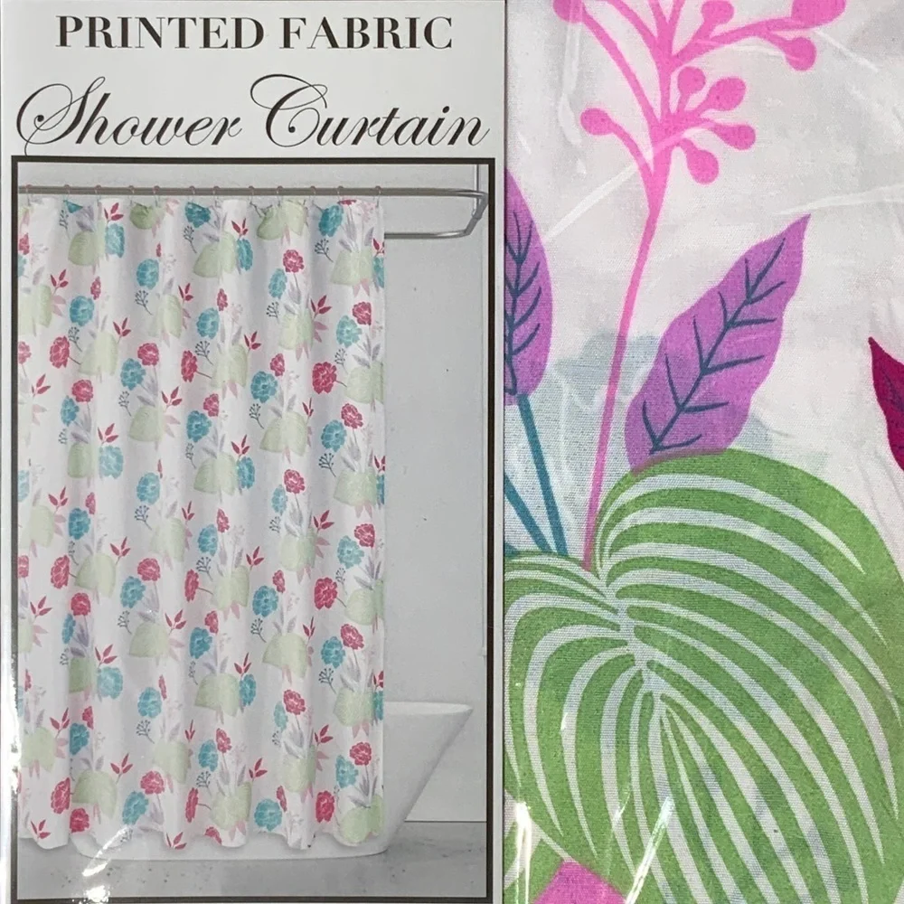 Shower Curtain Fabric Colorful Modern Farmhouse Floral Pink Blue Green 70 X 72